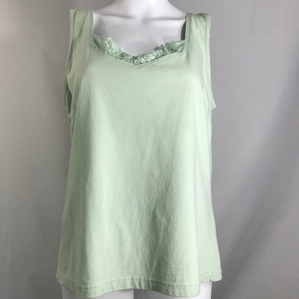 Lemon Grass Tank with Lace with sequins Size L